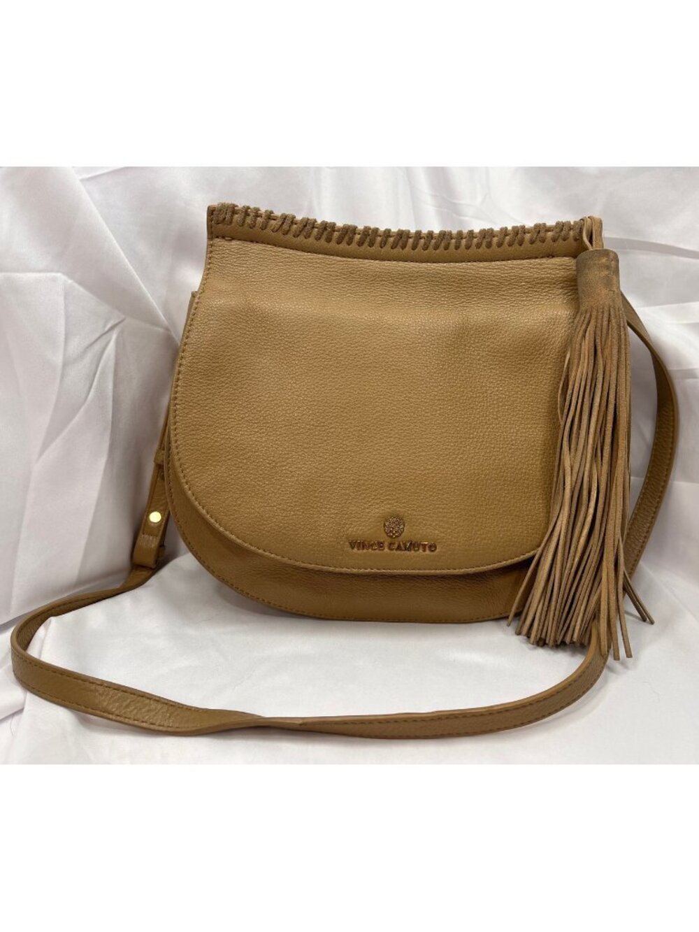 Vince Camuto Aiko Leather Fringe Crossbody Bag Tumbleweed Tan Boho
